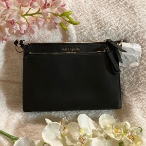Kate Spade ♠️ Cameron Zip Crossbody.. Black Leather Handbag💕